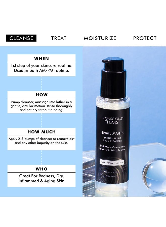 Conscious Chemist Snail Mucin Face Wash | 100ml | Cleanser for Face for Women & Men, Low pH Gel with Korean Snail Mucin Concentrate, Hyaluronic Acid & Betaine, All Skin Types - Snail Magic - Image 3